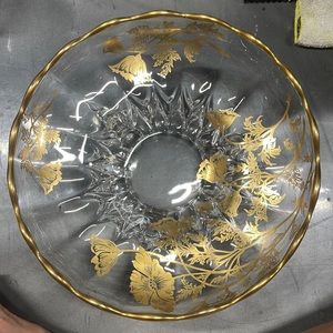Cambridge glass caprice pattern crimped bowl